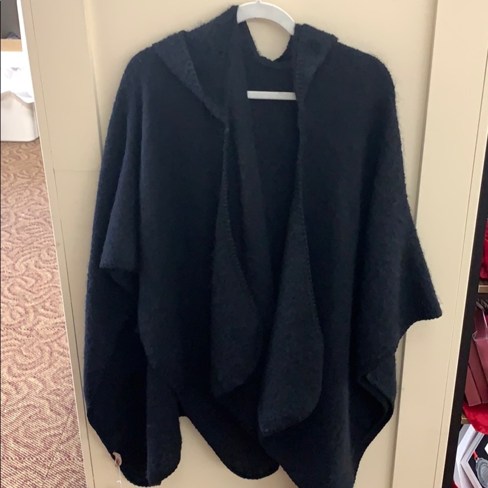 Solid black Shawl/poncho with hood
